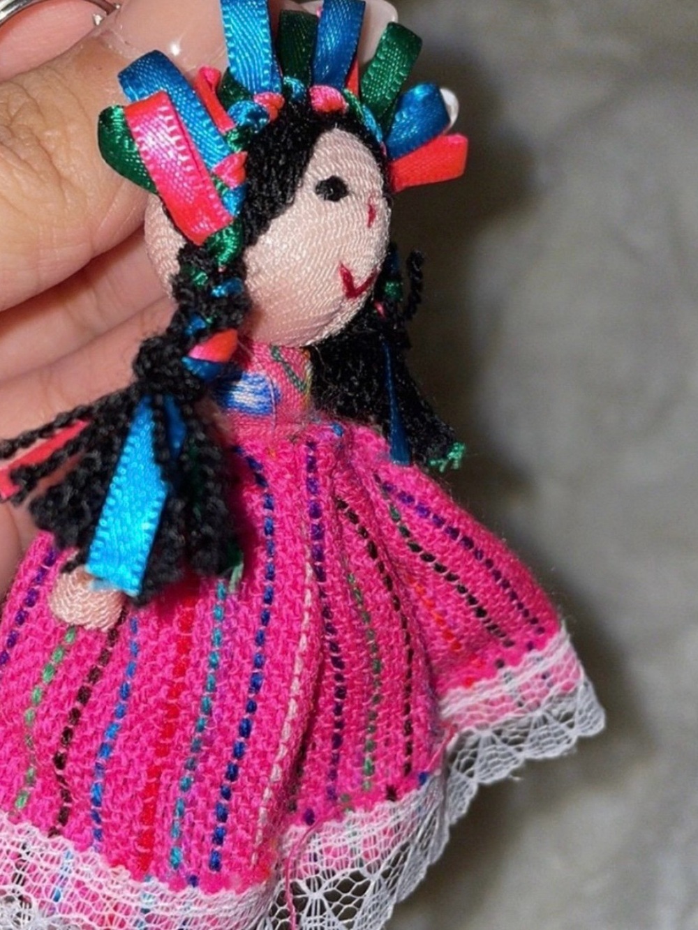 Handcrafted Pink Ribbon Doll Keychain Accessory - Picture 5 of 5